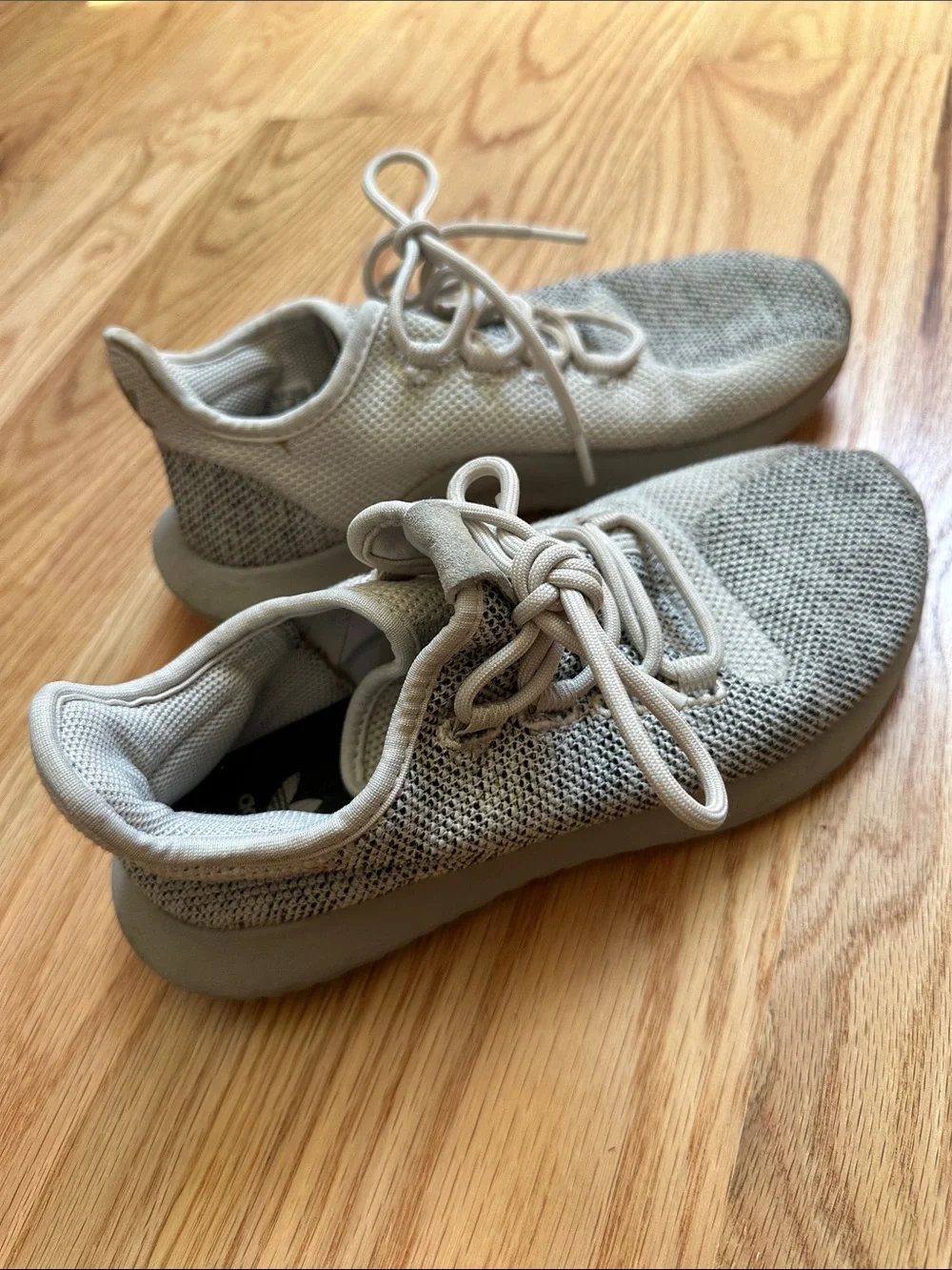 adidas Women’s Light Beige Knit Lace-Up Sneakers